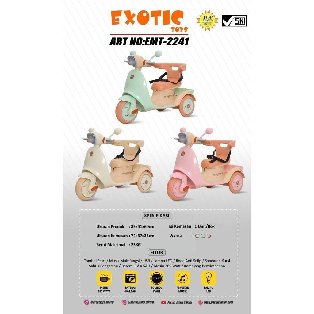 Motor aki exotic EMT 2241 / motor aki dengan remote control kids motorcycle