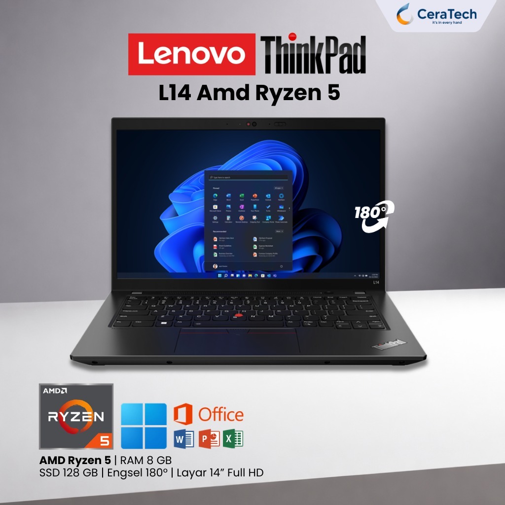 Laptop Lenovo Thinkpad L14 - Ryzen 5  Ram 8 GB SSD 128GB - 12CPUs 16/512GB