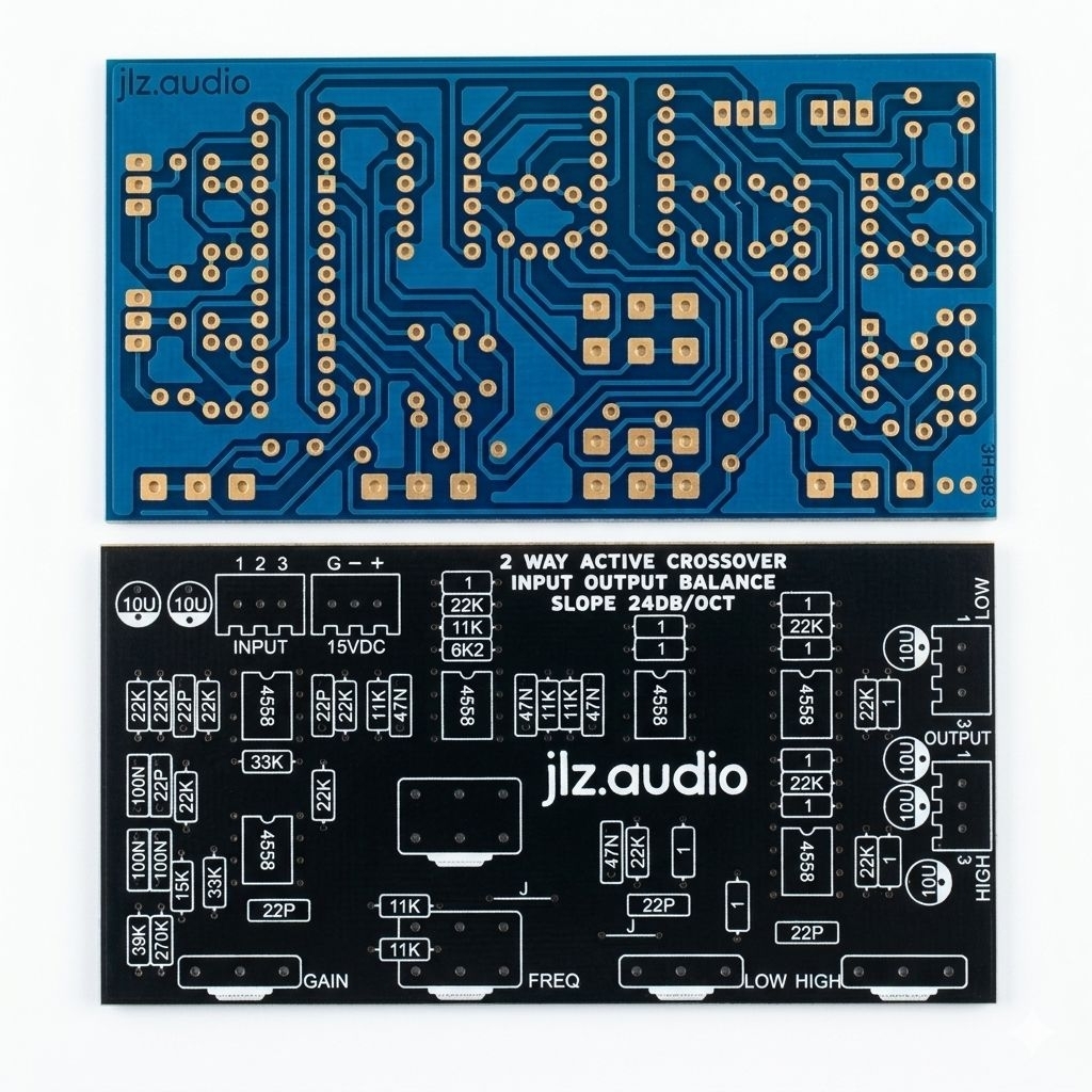 PCB 2 Way Active Crossover - Input Output Balance - Slope 24dB/OCT.