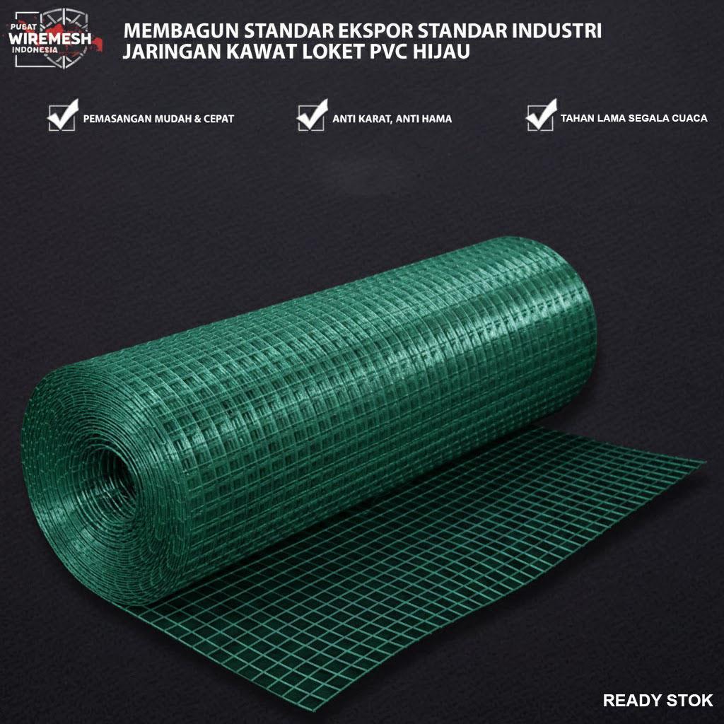 Kawat Loket PVC Hijau Anti Karat 1 Roll Full 10 Meter - Ram Kandang Ayam Kelinci Burung Tebal Berkua