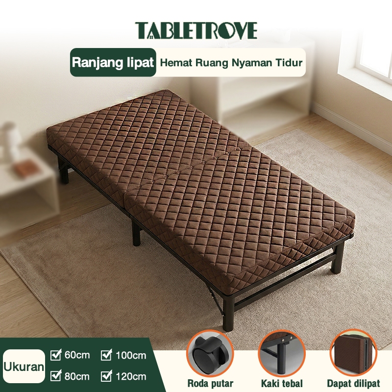 TABLETROVE Ranjang Besi Lipat Tempat Tidur Santai Kamar Tidur Rumah Minimalis