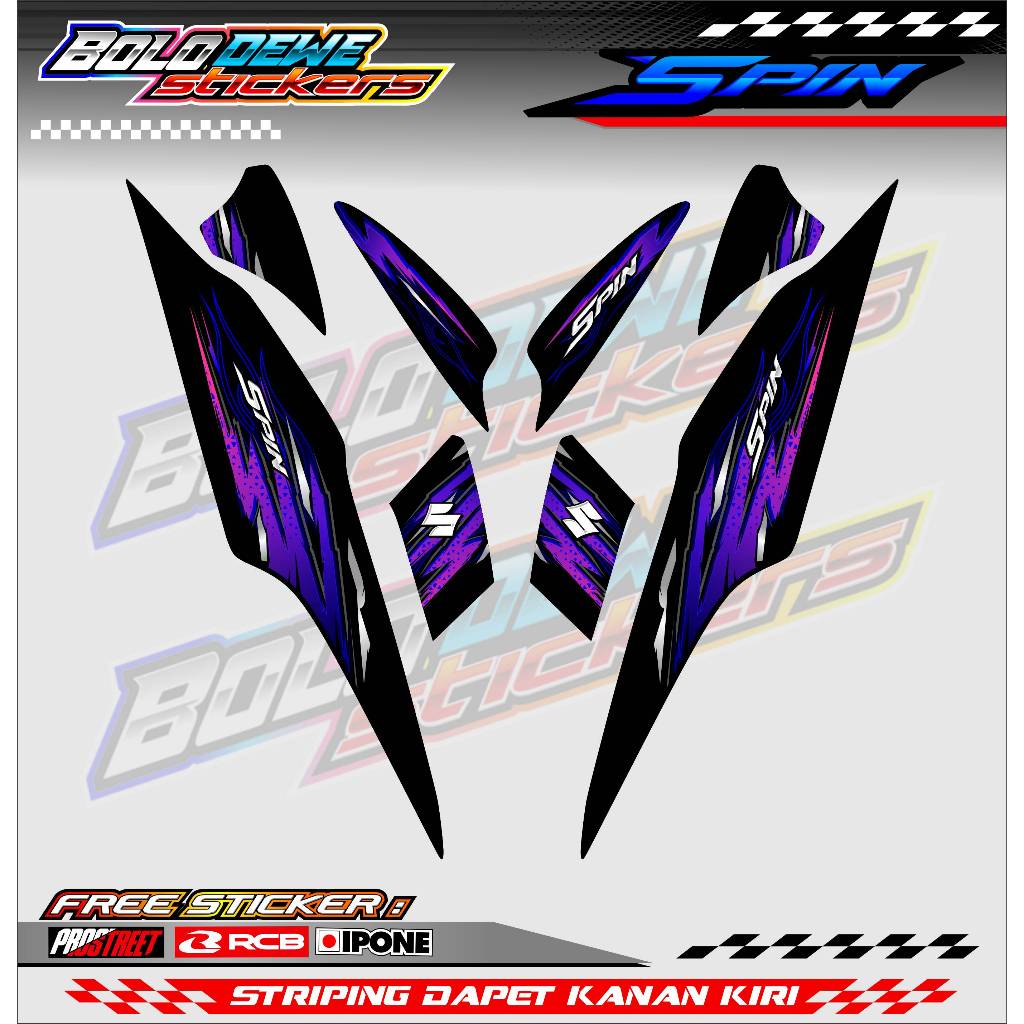 STRIPING VARIASI MOTOR SUZUKI SPIN 125 - CRACK FIRE / STICKER LIST VARIASI SUZUKI SPIN 125