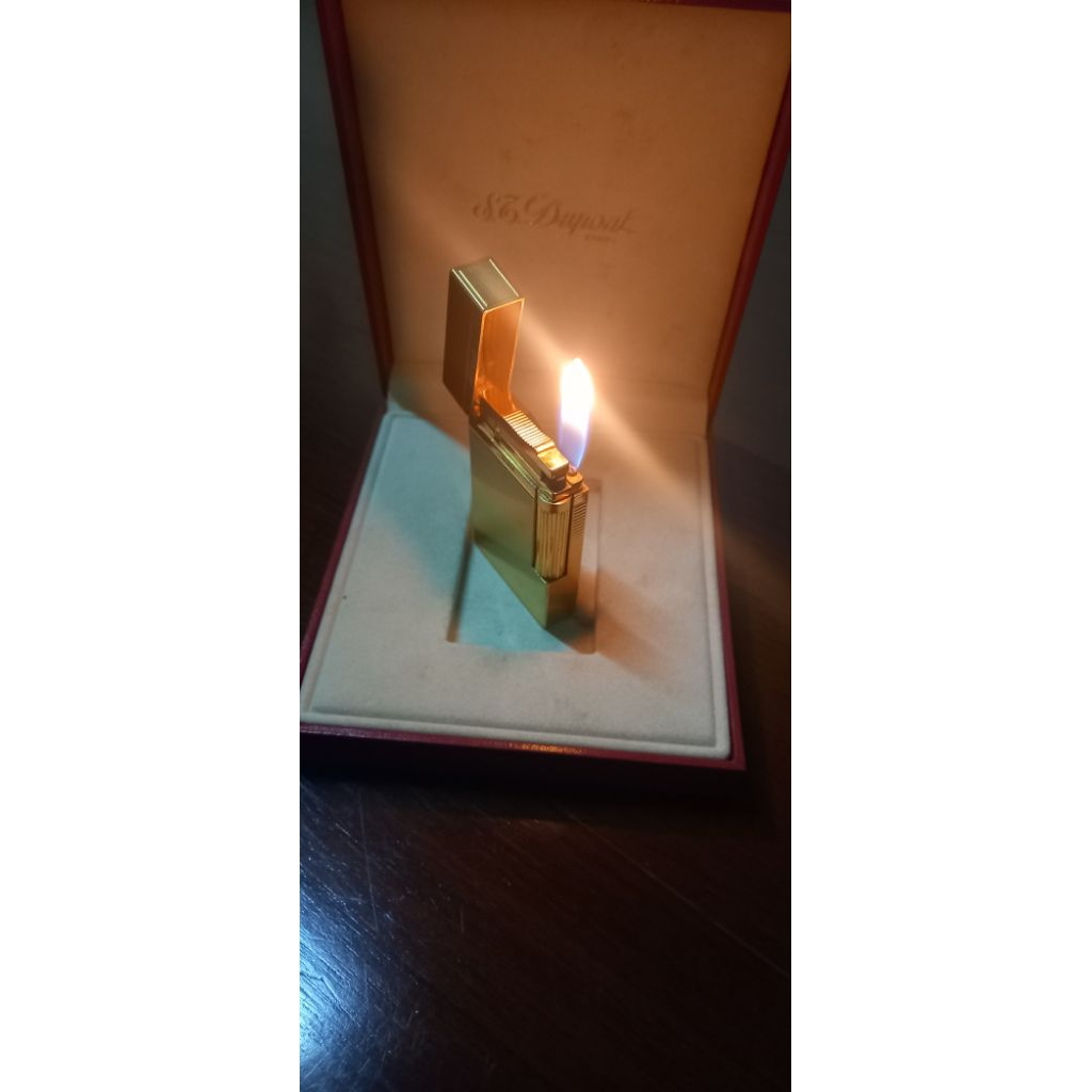 Korek api lighter Original ST Dupont ligne 2 Montparnasse horisotal lines gold plated