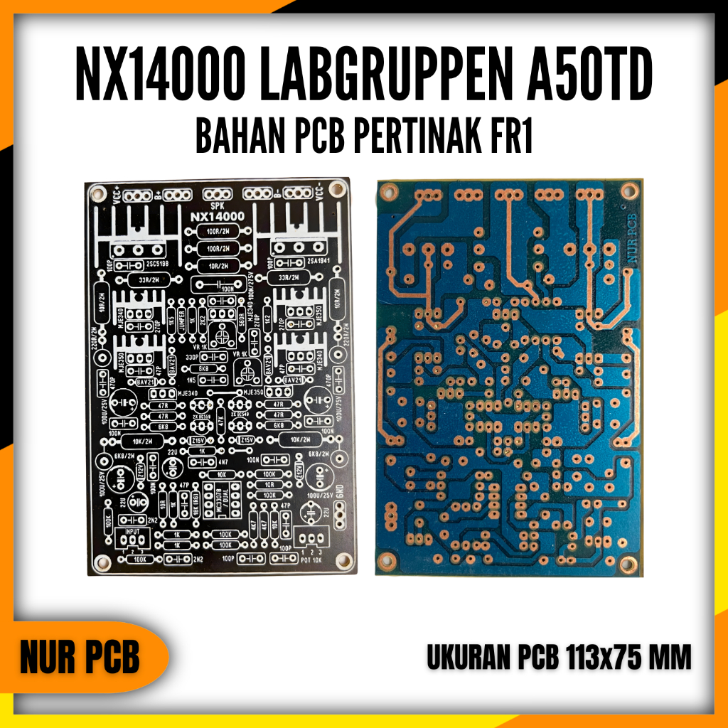 PCB Driver Power Amplifier NX14000 A50TD Mono 32-90VAC Pertinak FR1 11.3x7.5cm PA-024