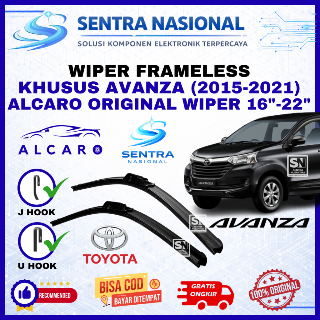 Wiper Mobil TOYOTA Avanza (2015-2021) Merk ALCARO ORIGINAL | Wiper Kaca Mobil Toyota Avanza (2015-20