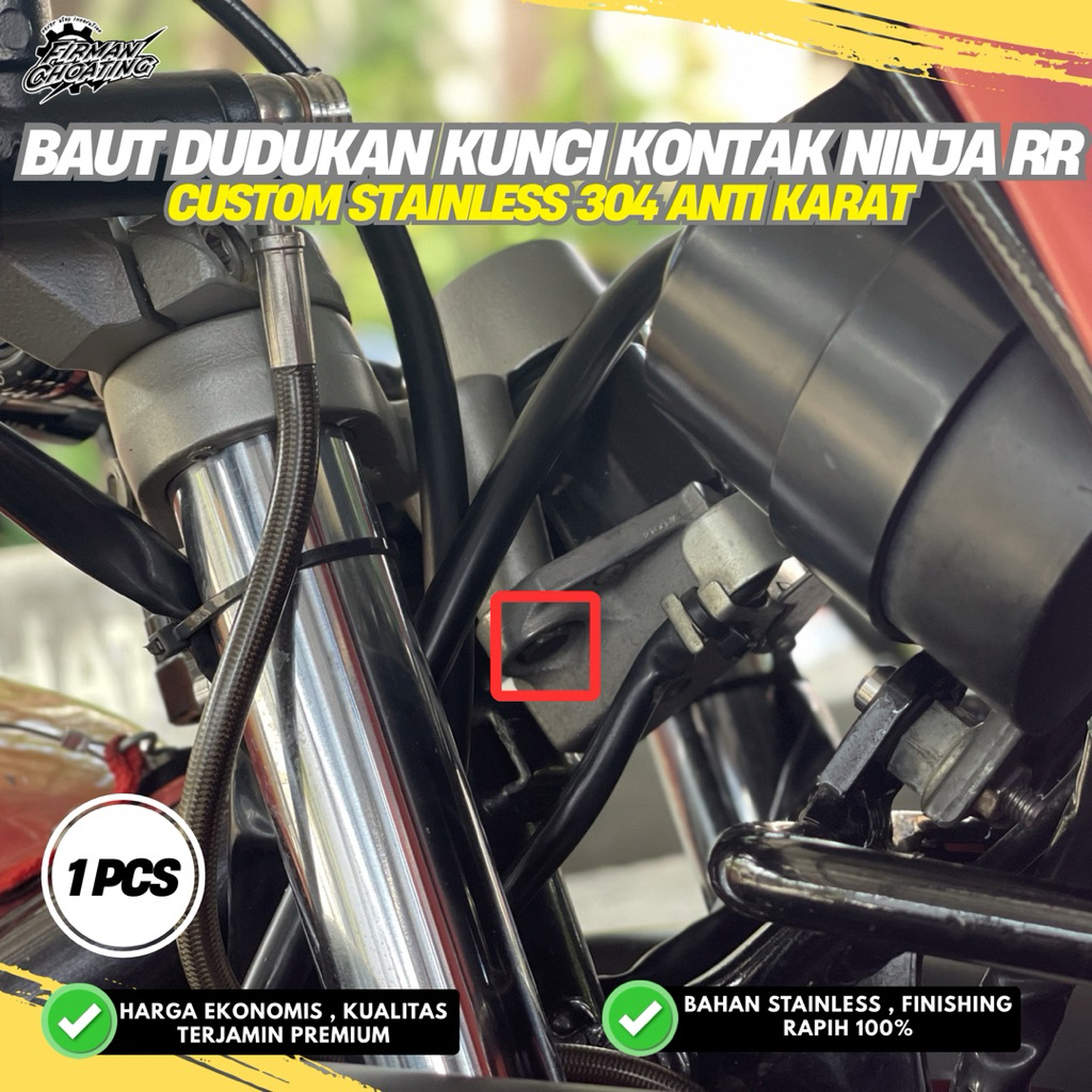 BAUT DUDUKAN KUNCI KON.TAK NINJA RR M6X25 CUSTOM STAINLESS ANTI KARAT(1PCS)