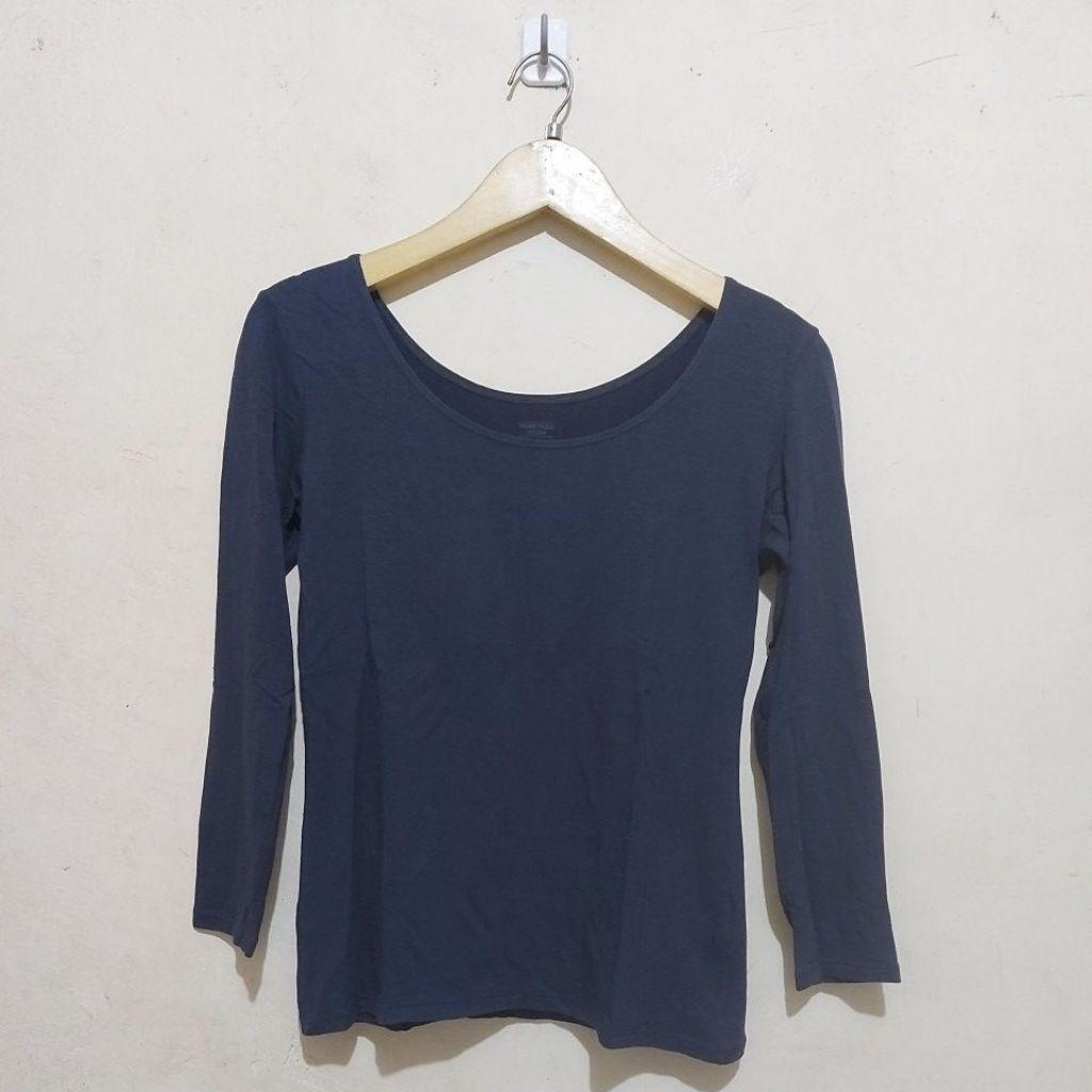 code:E291>Tshirt Heattech extrawarm scoop neck UNI*M