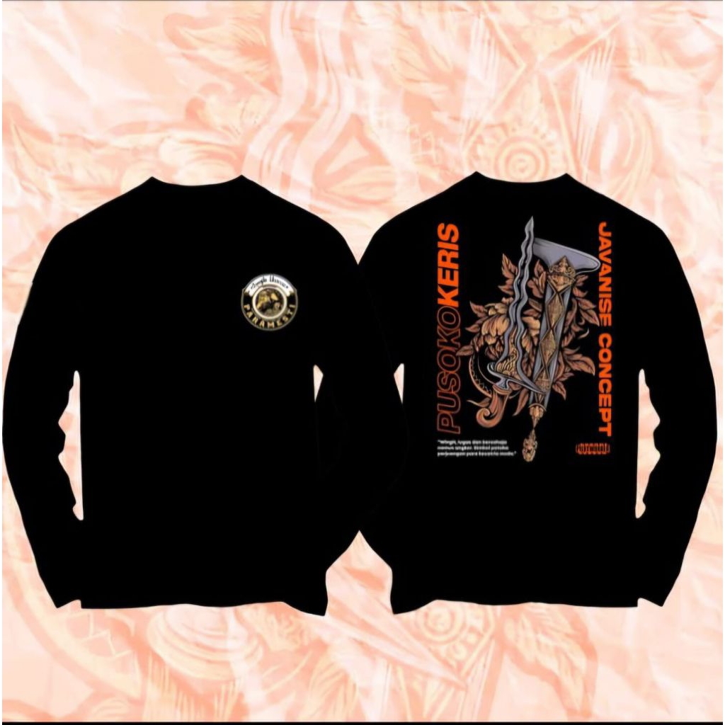 Kaos Lengan Panjang Pusoko Keris | Kaos Budaya Jawa | Unisex