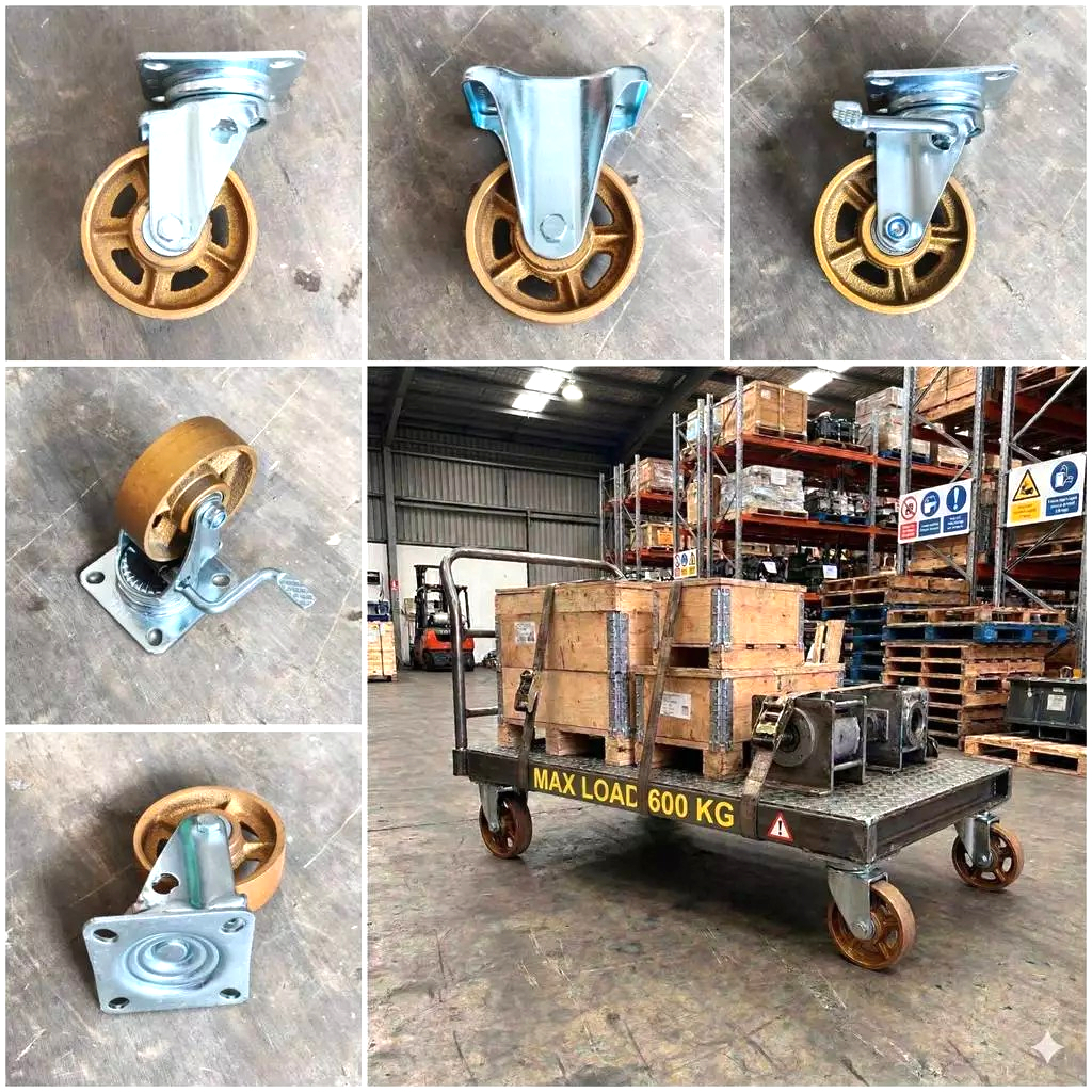 4 Inch Roda Troli Besi Heavy Duty (Hidup / Mati / Rem)