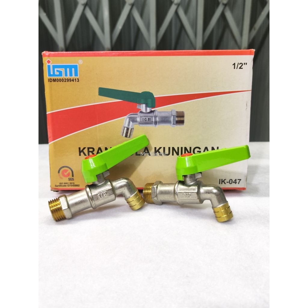 KRAN TAMAN BOLA KUNINGAN IGM 1/2" INCH / KRAN AIR TEMBOK IGM