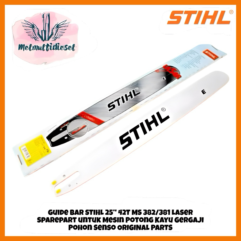 Guide Bar STIHL 25" 42T MS 382/381 Laser Sparepart untuk Mesin Potong Kayu Gergaji Pohon Senso Sinso