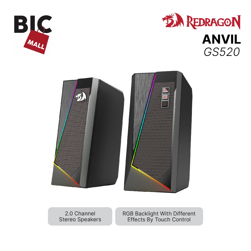 Redragon ANVIL GS520 RGB Speaker Classic design and simple structure 2.0 channel stereo speakers