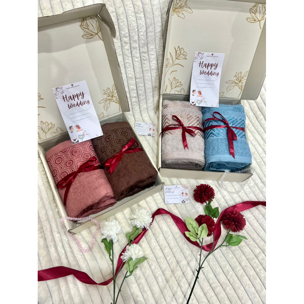 Hampers Handuk Couple Pasangan Gift Set Box Handuk Hampers Wedding Pernikahan Wedding Gift