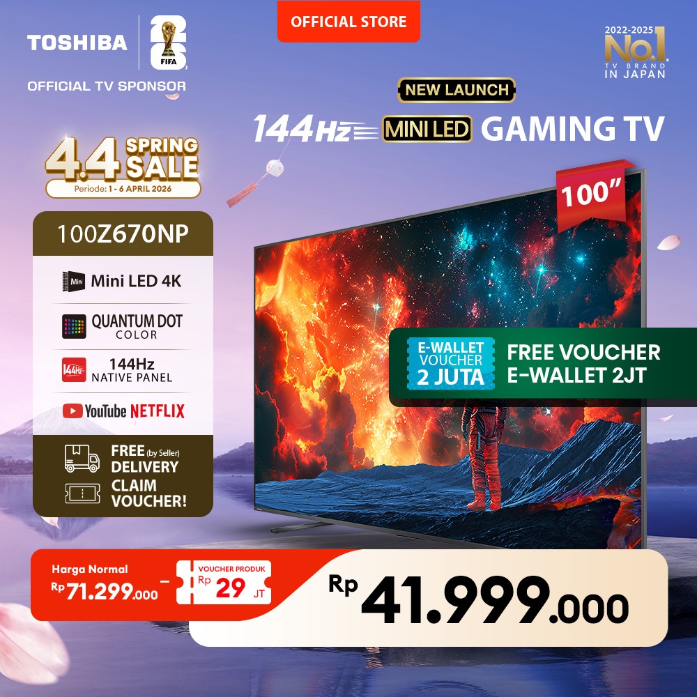 [4K Mini LED 144Hz] [FREE BRACKET] Toshiba GAMING TV 100" 144Hz 4K UHD Smart TV - Dolby Vision IQ an