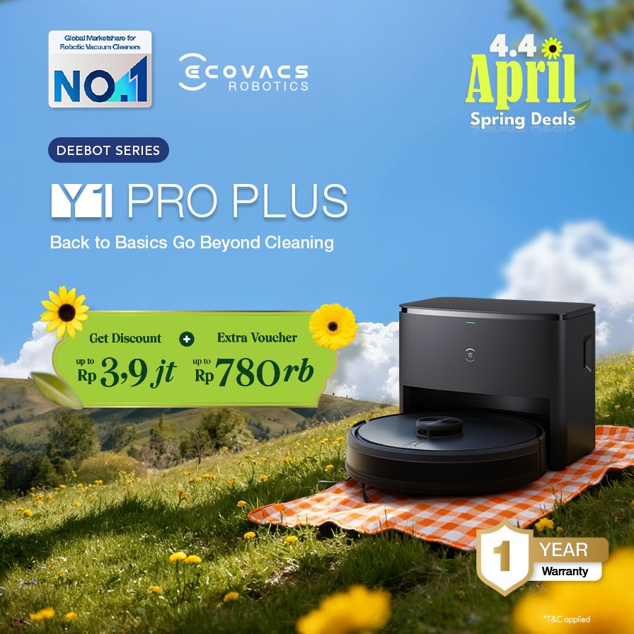 Ecovacs DEEBOT Y1 Pro Robot Vacuum and Mop - Pembersih Lantai Otomatis