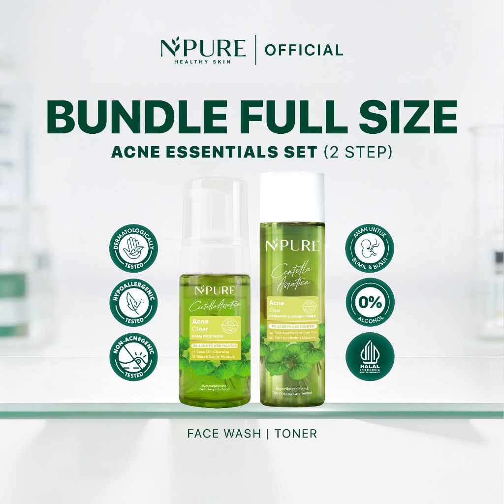 [ACNE SET 2 PCS] NPURE DAILY ACNE CARE - Cica Toner 150 ml + Cica Face Wash 100 ml / Kulit berjerawa
