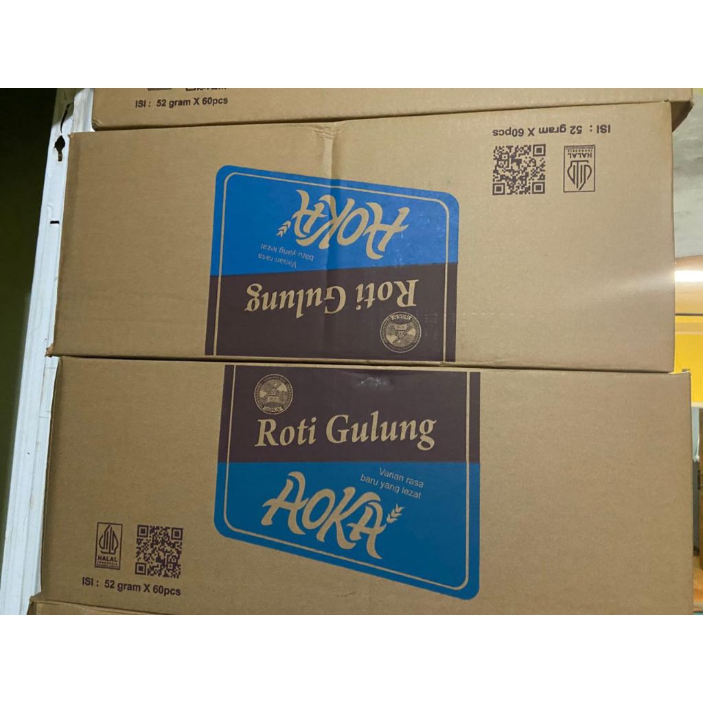 AOKA ROTI GULUNG rasa Pandan 52gr 1dus Isi 60pcs