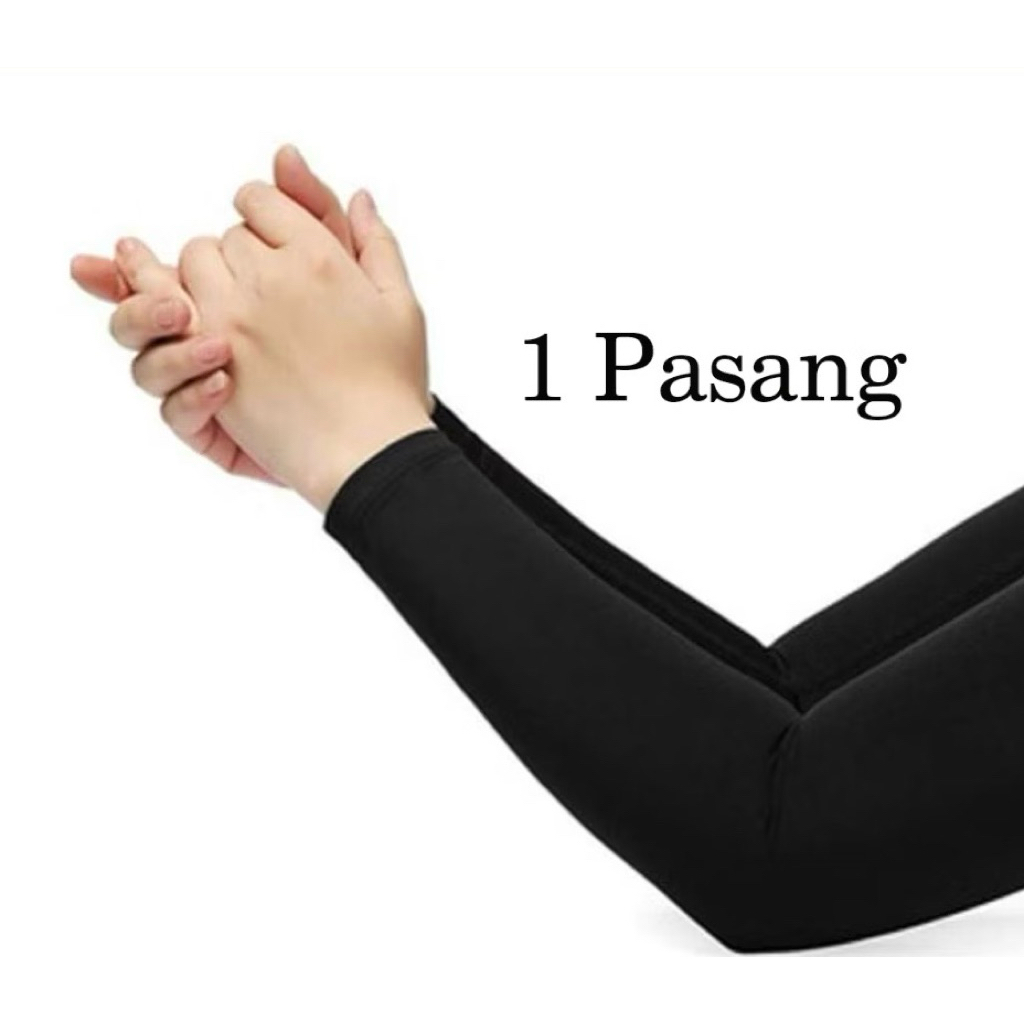 Manset Deker tangan panjang polos Hitam Handsock / Manset tangan panjang muslimah wanita