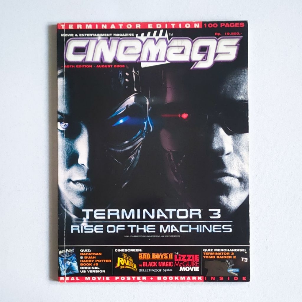 Majalah CINEMAGS Edisi 49 Agustus 3003 - Terminator 3 Rise of The Machines + bonus poster