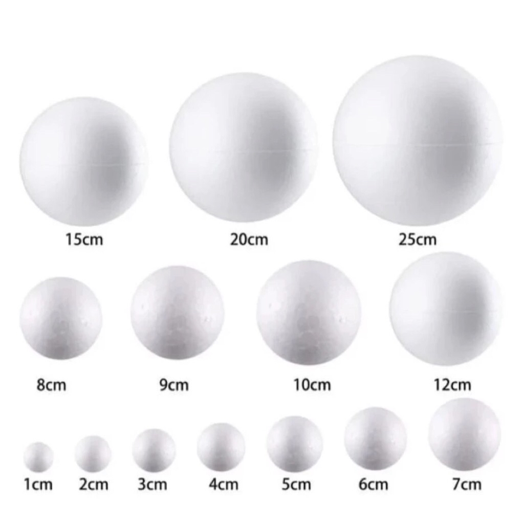 Styrofoam bulat/bola styrofoam/gabus prakarya 15cm-30cm