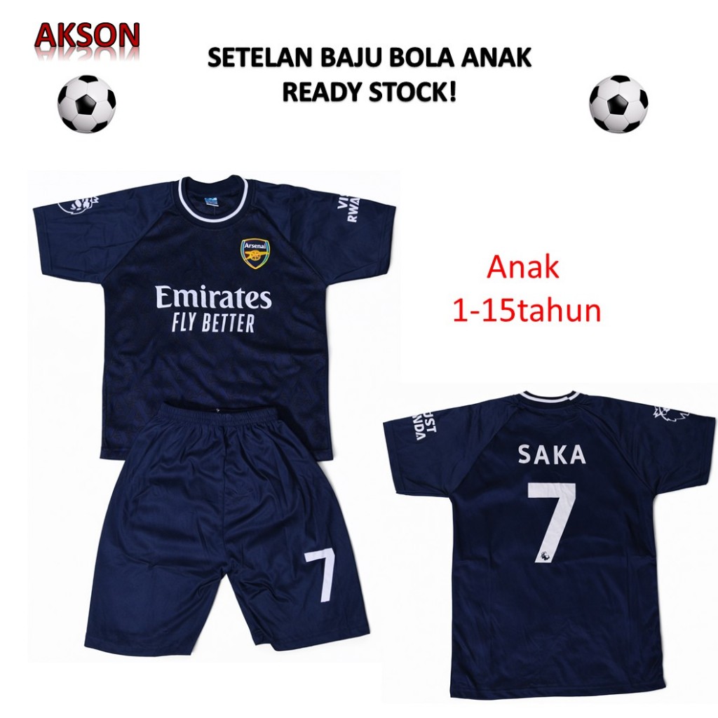 SETELAN BAJU BOLA ANAK ARSENAL 1-15TAHUN/BAJU OLAHRAGA/BAJU JERSEY ANAK