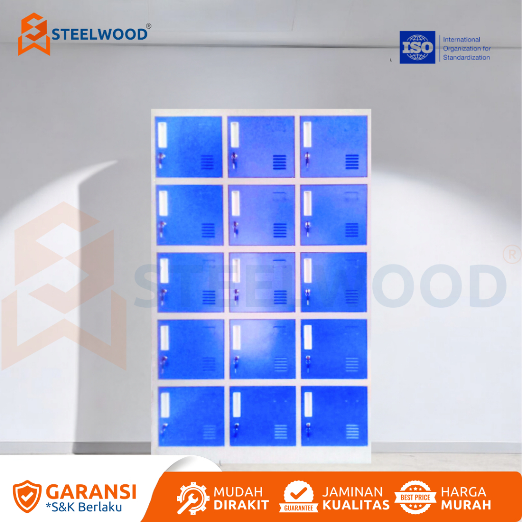 STEELWOOD || Loker Besi 15 Pintu / Loker Penyimpanan / Loker Big Size / Loker Helm Full Face / Loker