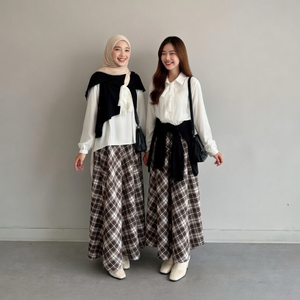 MOOI Jennie Skirt/ Rok Panjang Flanel Import Mayung Jumbo / Rok Semi Wool Dubai