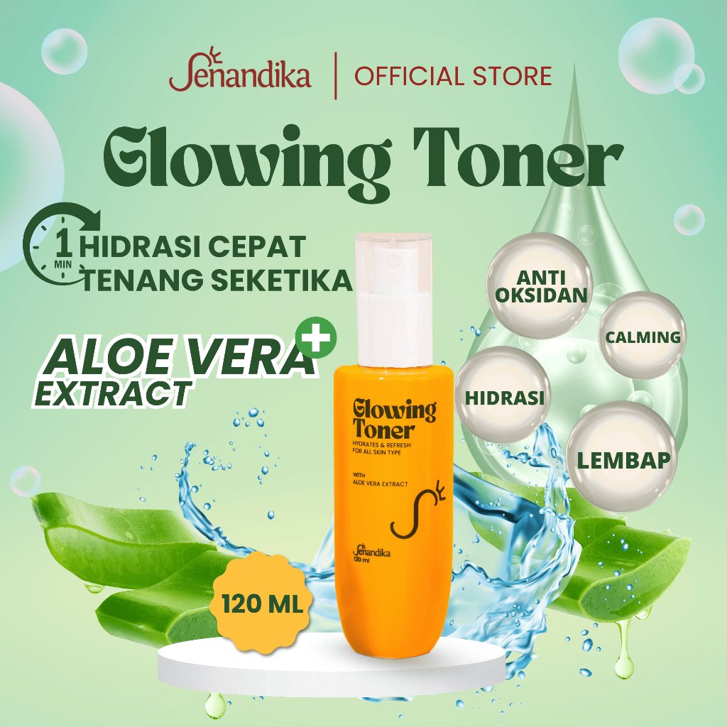 Senandika Glowing Toner 120ml  Aloevera Vit-E BPOM skincare melembapkan kulit sensitif bumil busui