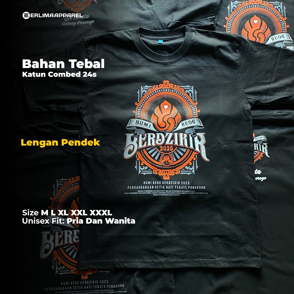 KAOS BUMI REOG BERDZIKIR PONOROGO 2025 KATUN COMBED 24S LENGAN PENDEK SH TERATE PSHT