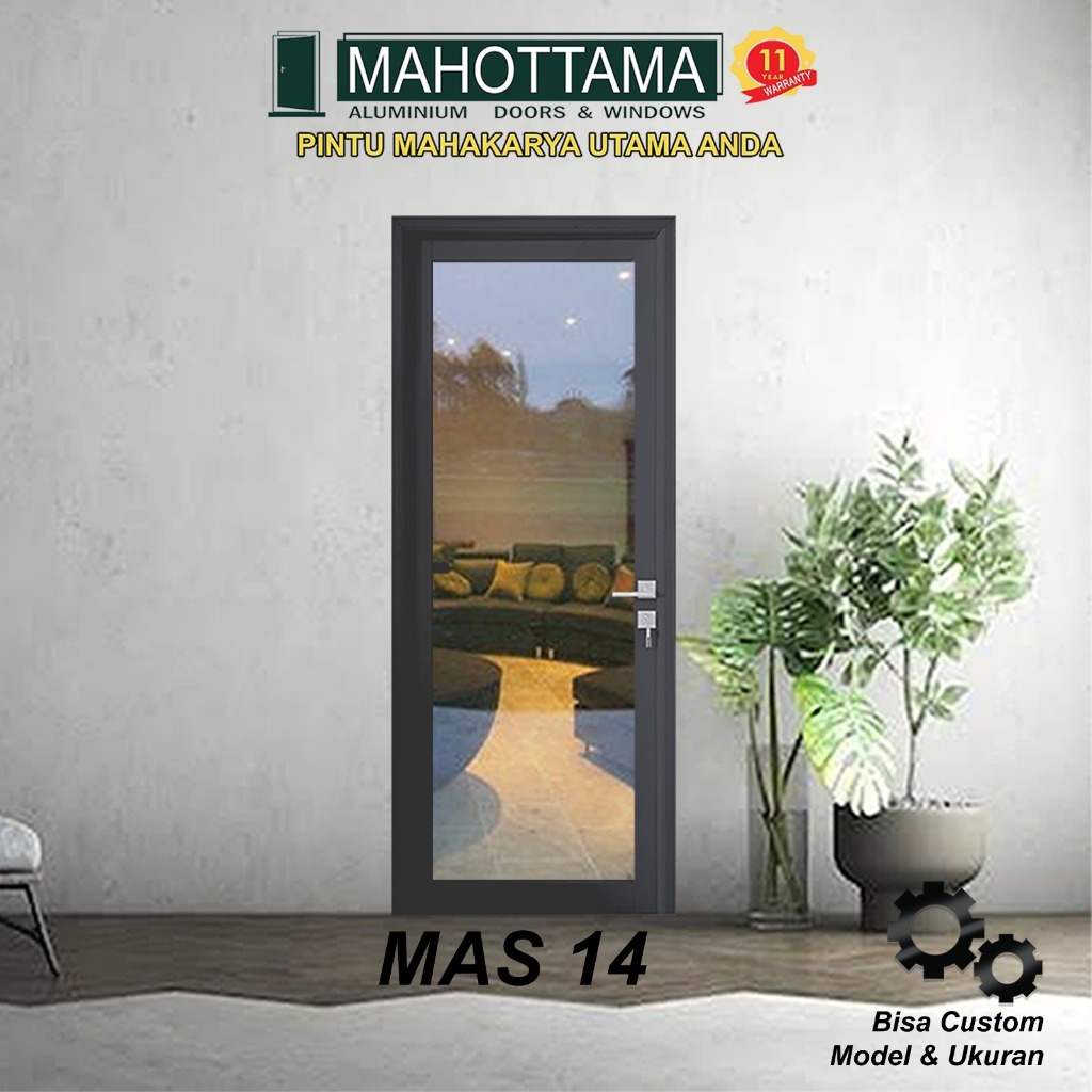 MAHOTTAMA MAS14 - Pintu Rumah Kamar Tidur / Kamar Mandi Aluminium 90 x 215cm Utama 1 Set Kusen Kunci