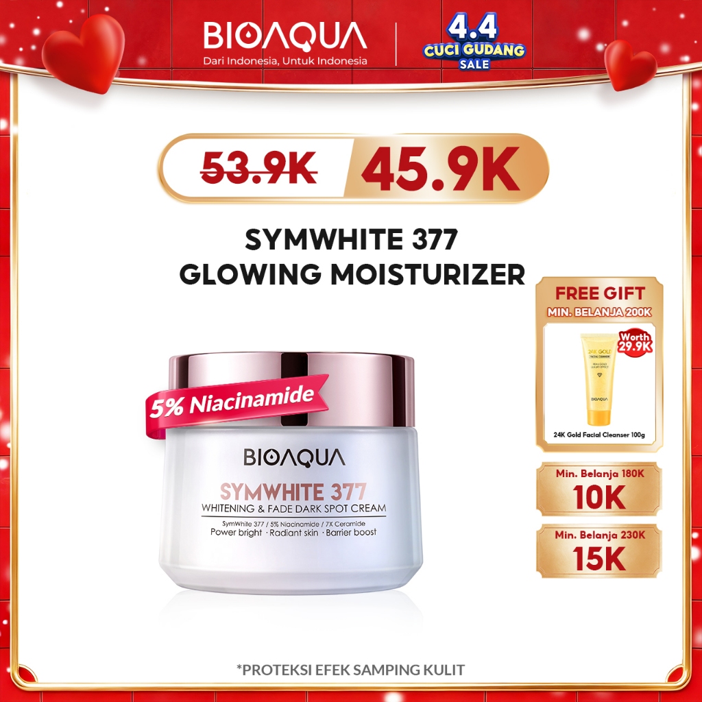 BIOAQUA Moisturizer SymWhite 377 Cream Pemutih Wajah 50g Krim Penghilang Flek Hitam Di Wajah Whiteni