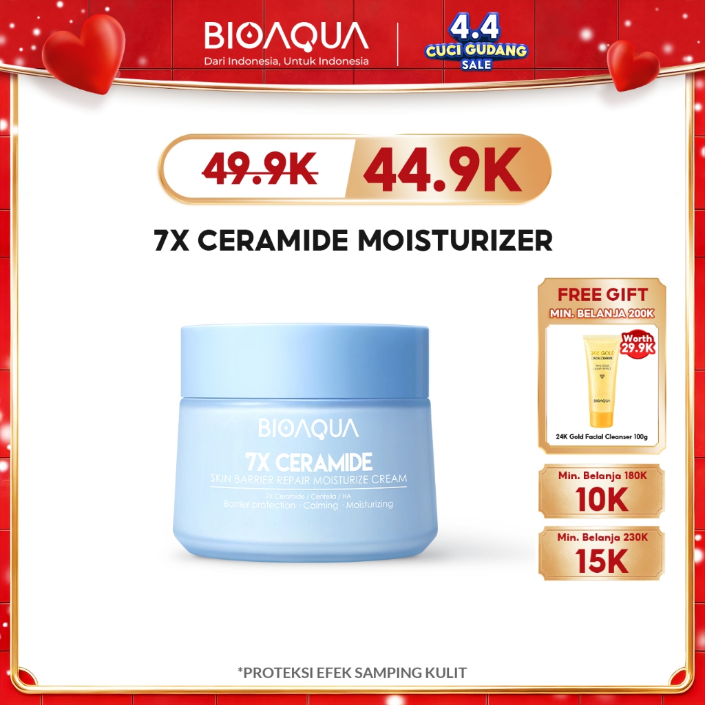 BIOAQUA 7X Ceramide Skin Barrier Repair Moisturizer Cream 50g Pelembab Wajah Cream Pemutih Wajah Day
