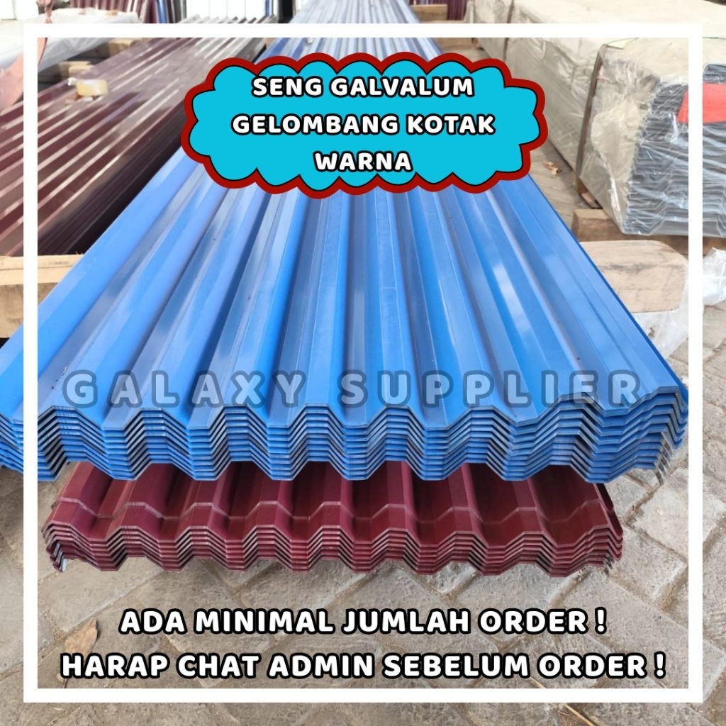 READY STOCK  SENG GALVALUM WARNA GELOMBANG KOTAK LEBAR EFEKTIF 70 CM ANTI KARAT