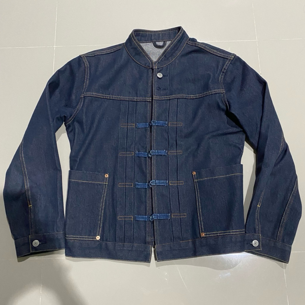 Evisu Cheongsam Selvedge Denim Jacket Chinese Frog Button Seagull Logo