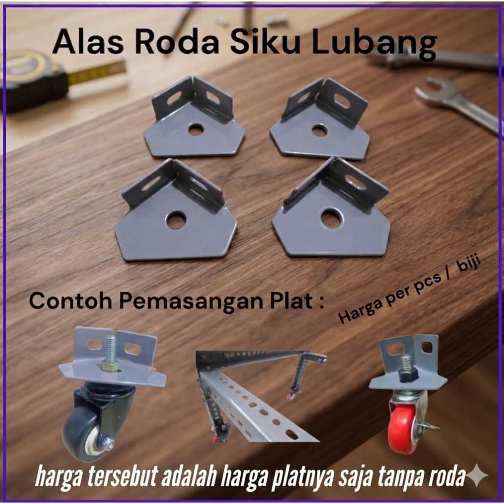 Plat Siku Alas Roda untuk Siku Lubang, Kaki Besi, Besi Rak, kaki siku lubang, dudukan roda, tapak ka