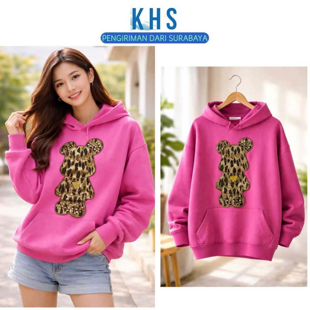 Jaket Wanita Hoodie Sweater Jumbo Oversize Topi Kaos Wanita Lengan Panjang Distro