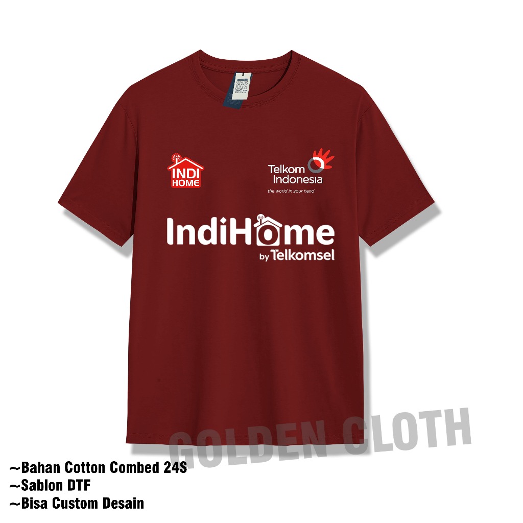 Baju Kaos INDI HOME by Telkomsel Tekom Indonesia Lengan Pendek cotton 24S