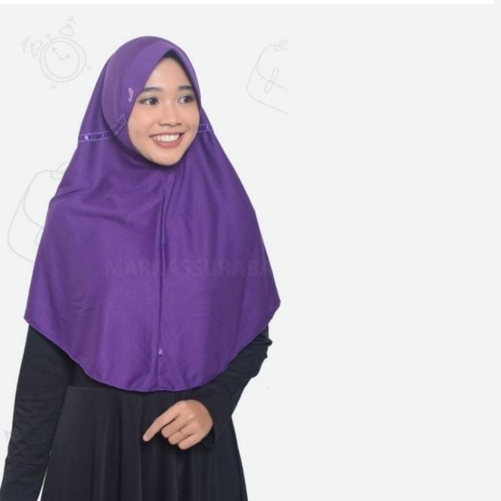 ( ORIGINAL)rabbani kerudung innova asli pita samping UK S warna Ungu Terong