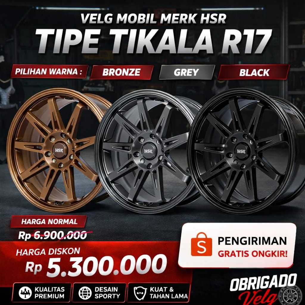 Velg Ring 17 HSR TIKALA Jazz Brio Raize Kijang Vios City Baleno ring 17 - Velg HSR Ring 17