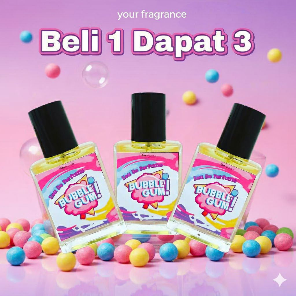 Paket bundling 3 botol lebih murah Parfum unisex prmen karet bubblegum eau de perfume 35ml