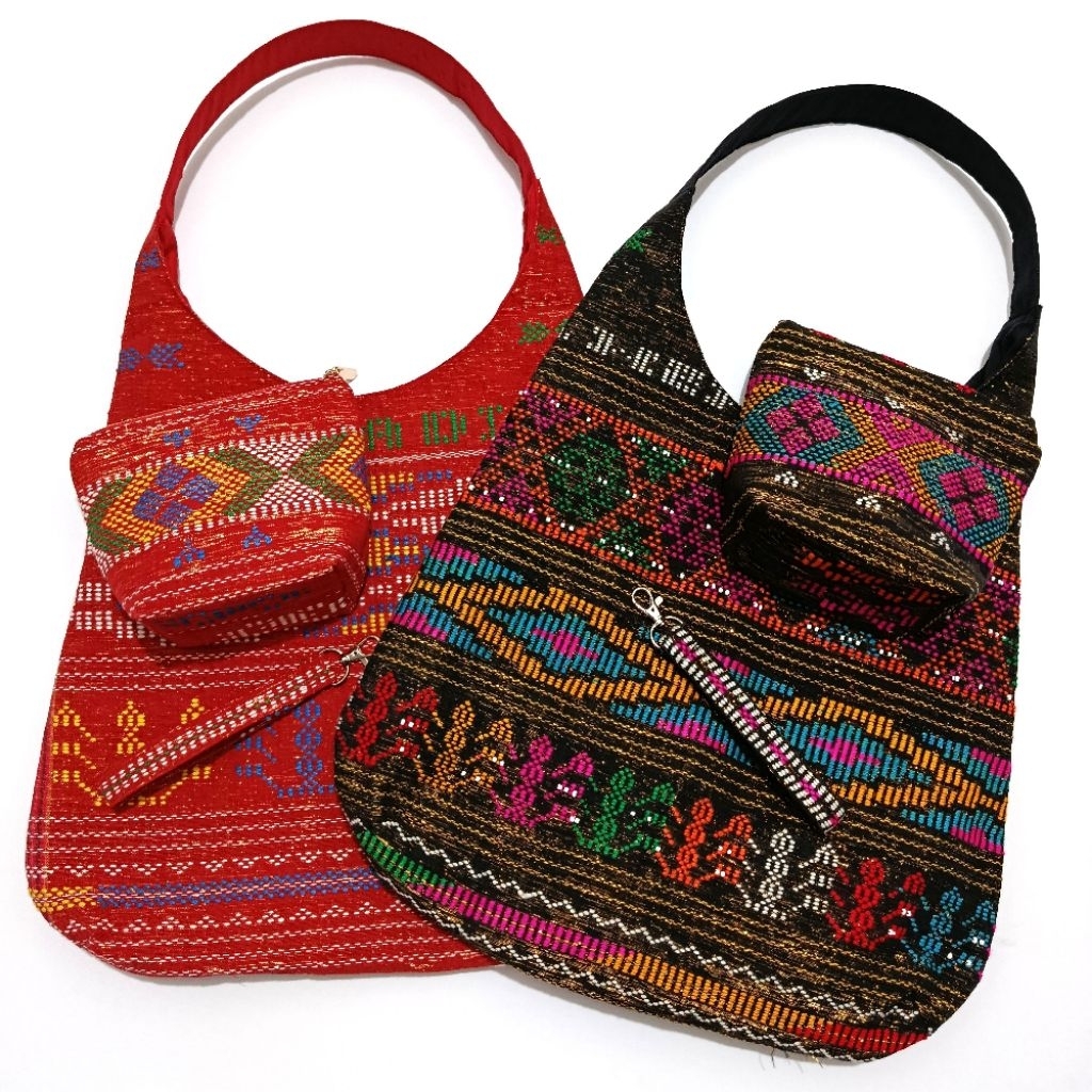 TAS ETNIK KAIN TENUN ULOS BATAK OVERSIZE SHOULDER HOBO BAG