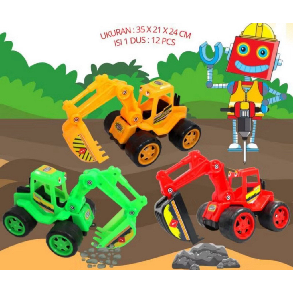 MAINAN ANAK EDUKASI MOBIL KONSTRUKSI TANPA REMOTE MOBIL BEKO JUMBO EKSKAVATOR EXCAVATOR JUMBO WARNA 