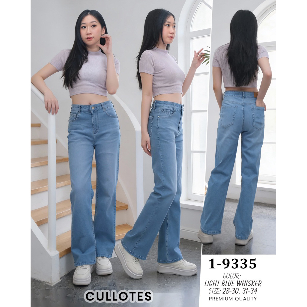 [Evasabrina88]Celana Kulot Jeans Hw Light Blue Softjeans Stretch Nyaman Dipakai M2000 (1-9335)Import