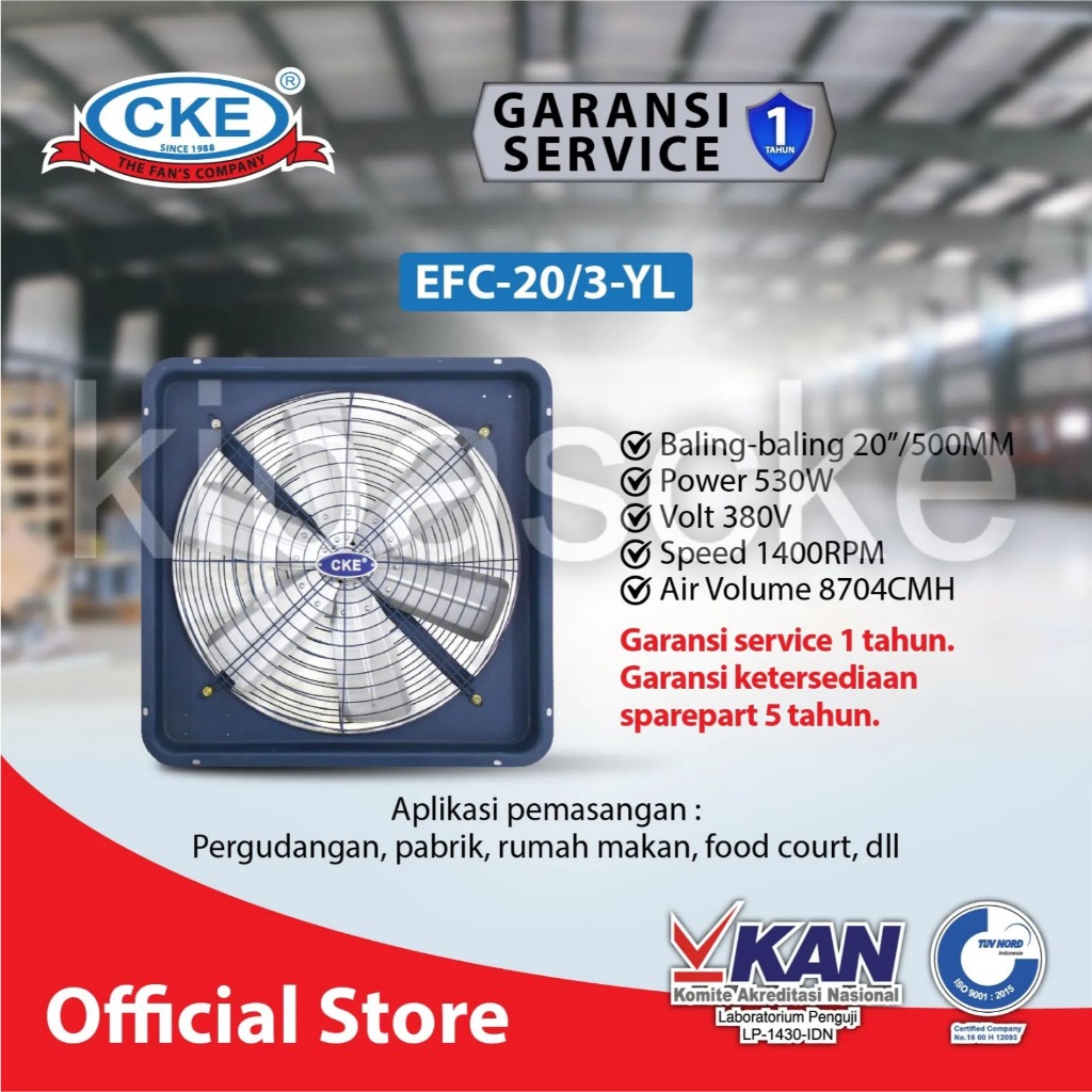 CKE Exhaust Fan 20 INCH EFC-20/3 EXHAUST COOLING 6 BLADE 380 VOLT 3 PHASE GARANSI RESMI