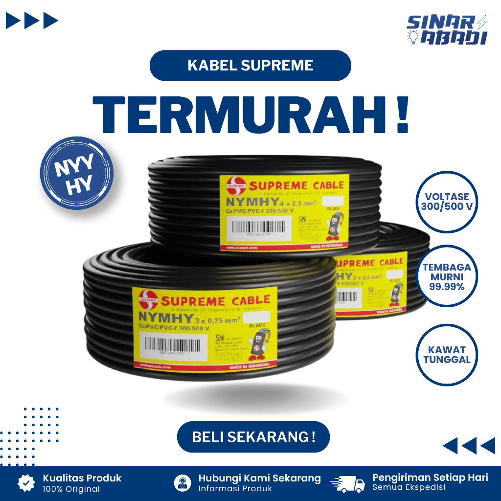 Kabel Supreme NYYHY / NYMHY Hitam 1 Roll