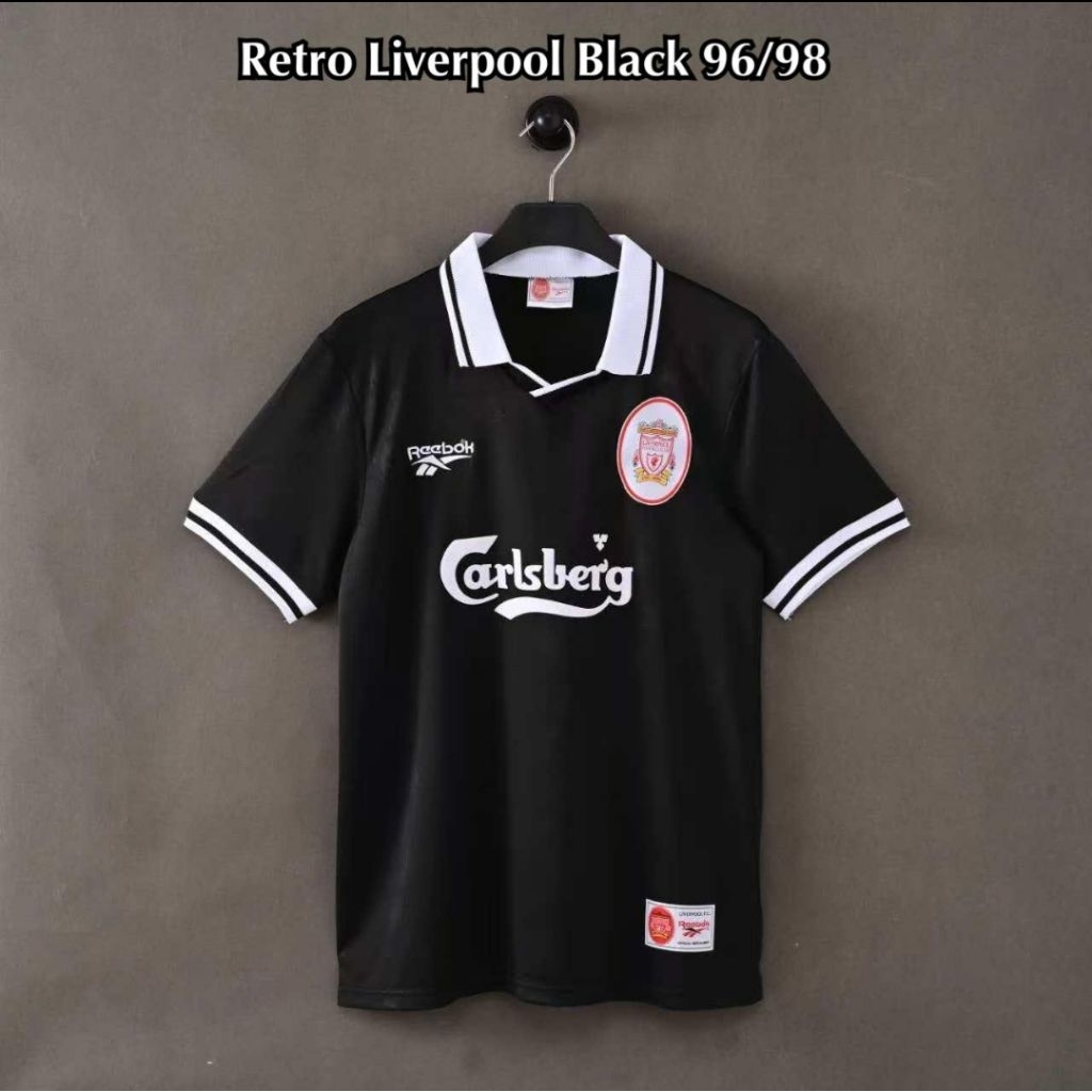 Jersey Kaos Baju Sepak Bola LFC Liverpol Liverpool Liverpul Home Away 3rd Third Hitam Black Retro Kl