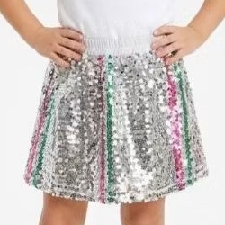 Rok Sequin Silver Manik Anak Perempuan