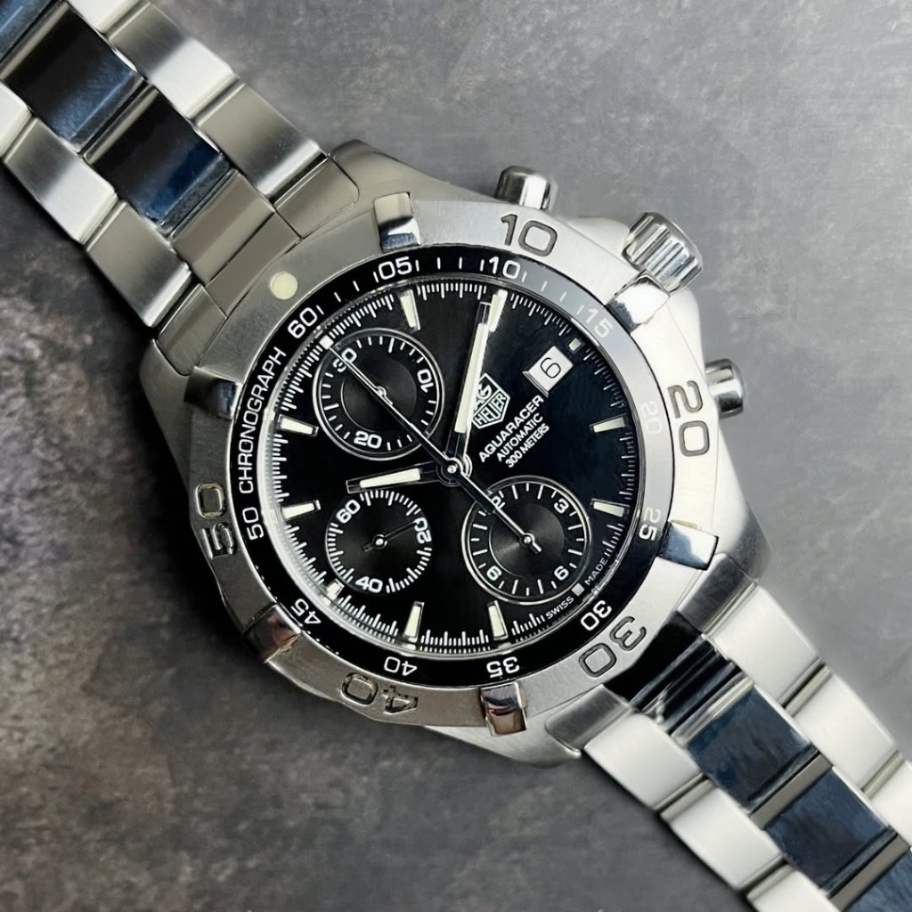 TAG Heuer Aquaracer Chrono CAF2110 BA0809 300M Calibre 16 41 Stainless Steel Black Bracelet