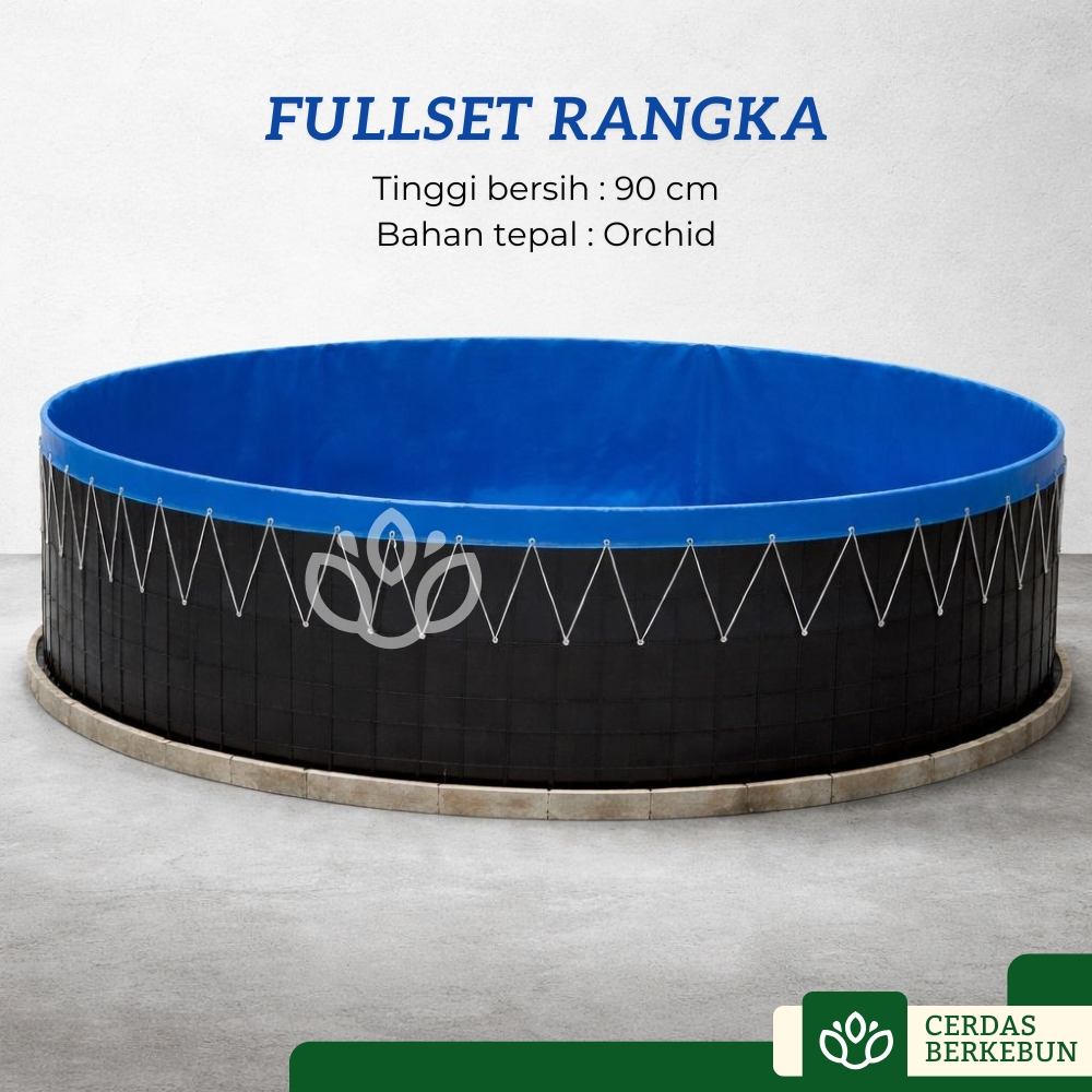 Kolam Terpal Bulat Fullset Diameter 1 Tinggi 1 meter Orchid Kolam Terpal Bundar Siap Pakai Kolam Ter