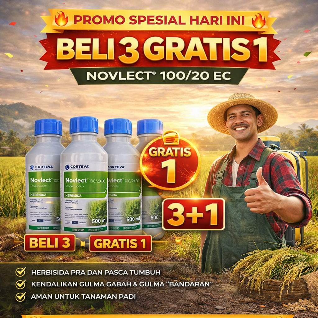 BELI 3 GRATIS 1 Herbisida Novlect 120EC 500ml Pembasmi Gulma Rumput Sawah Padi, Obat Rumput Liar Amp